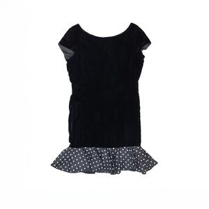 Vintage Valentino Night Black Velvet Polka Dot Cocktail Dress – Size 6 – Made in